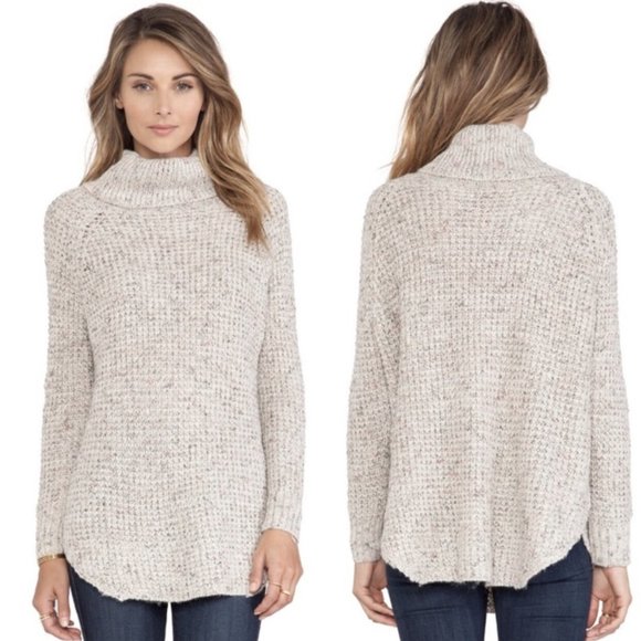 Free People  Cream Speckled Turtleneck Sweater - Picture 1 of 3